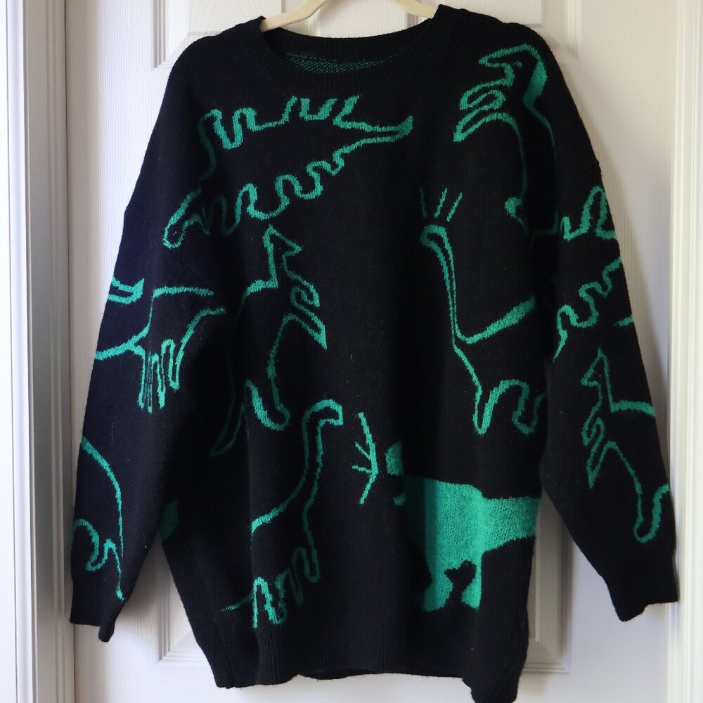 Black and Green Dino Sweater